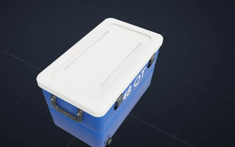 A camp cooler, a 3D model the Asset Lab's AI made